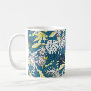 Summer colourful tropical forest leaves and fruits coffee mug