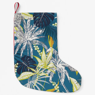Summer colourful tropical forest leaves and fruits small christmas stocking