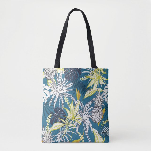 Summer colourful tropical forest leaves and fruits tote bag (Front)