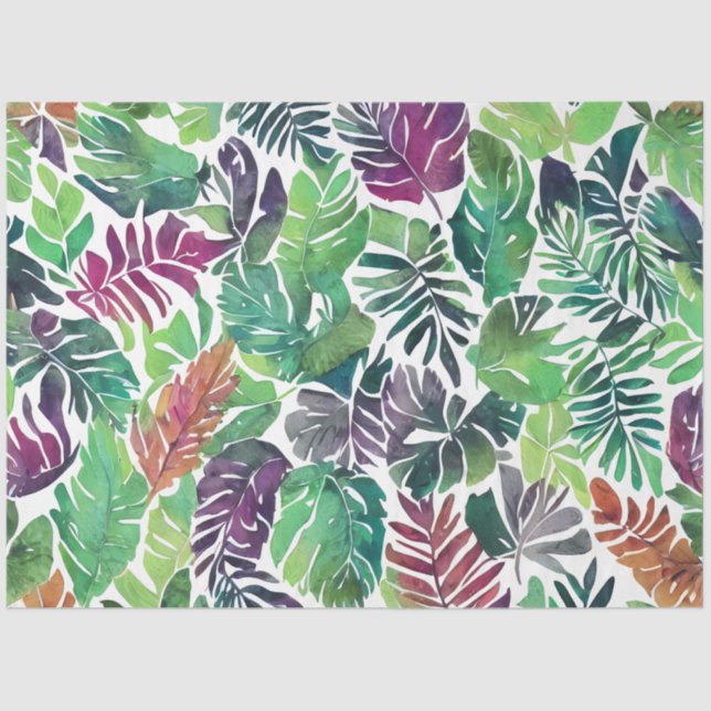 Summer Colourful Tropical Leaves Decoupage Tissue Paper (Front)