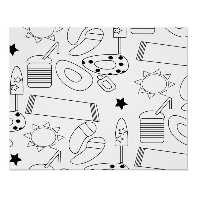 Summer Colouring Mat Beach Theme Poster (Front)