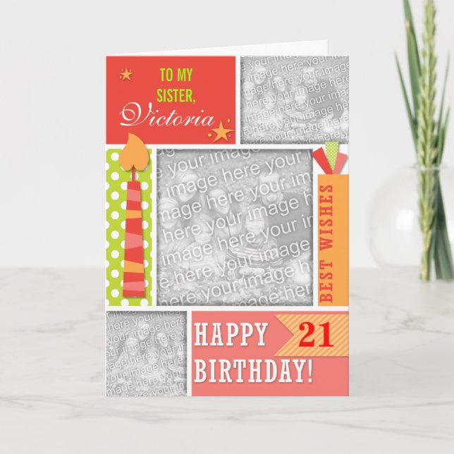 Summer Colours Birthday Personalised Photocard Card (Front)