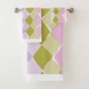  Summer colours pattern  diamond Bath Towel Set