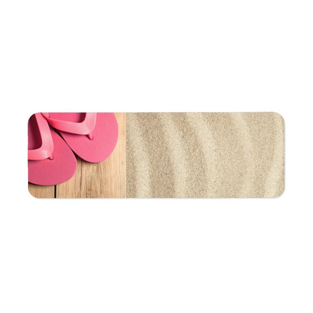 Summer Concept With Pink Flip Flops On Sandy Beach (Front)