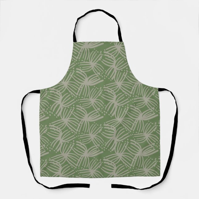Summer Contemporary abstract bloom lime green dark Apron (Front)