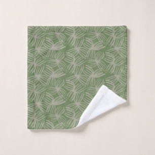 Summer Contemporary abstract bloom lime green dark Bath Towel Set