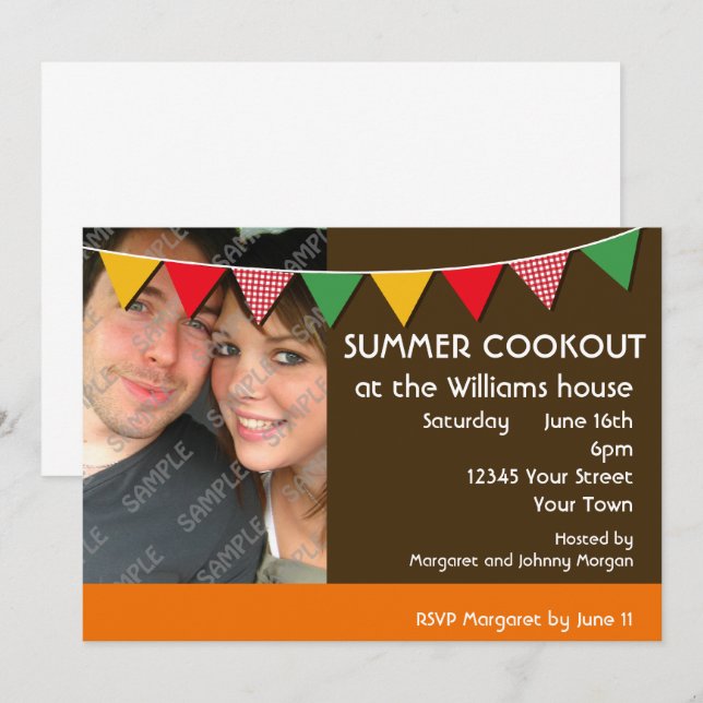 Summer Cookout Party Invitation (Front/Back)