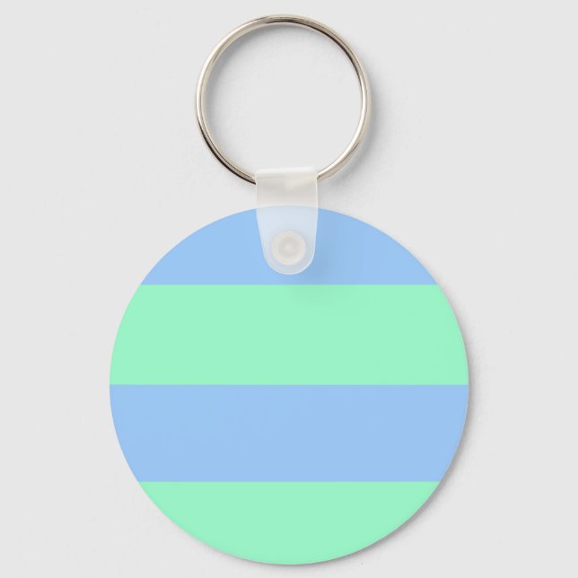 Summer Cool (Classic Blue and Green Stripes) Key Ring (Front)