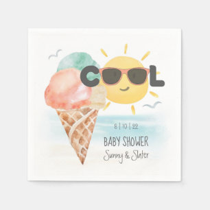 Summer Cool Tropical Beach Ice Cream Baby Shower Napkin