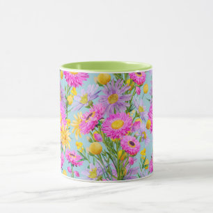 Summer Cottage Garden Blue Mug