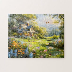 Summer Cottage with Wildflower Meadow Jigsaw Puzzle