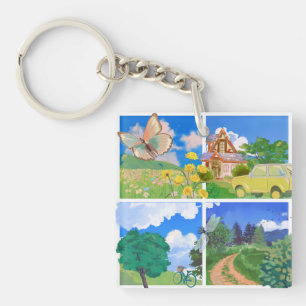 Summer Countryside Nature Key Ring