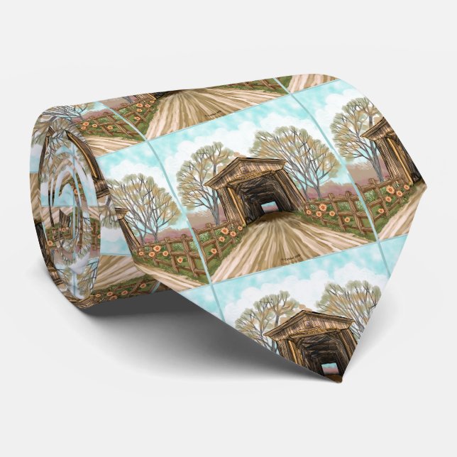 Summer Covered Bridge Tie (Rolled)