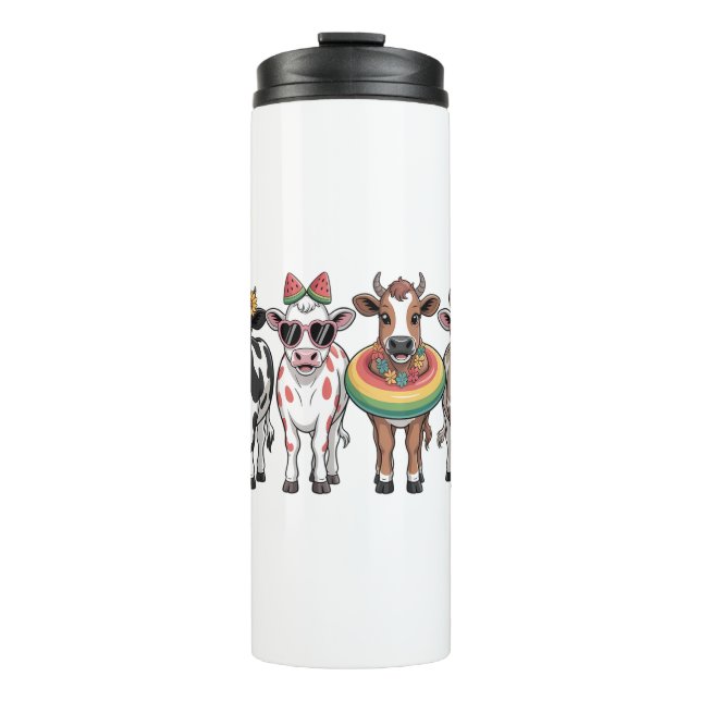 Summer Cows , Beach Farm Thermal Tumbler (Front)