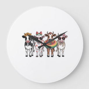 Summer Cows PNG, Beach Farm Large Clock