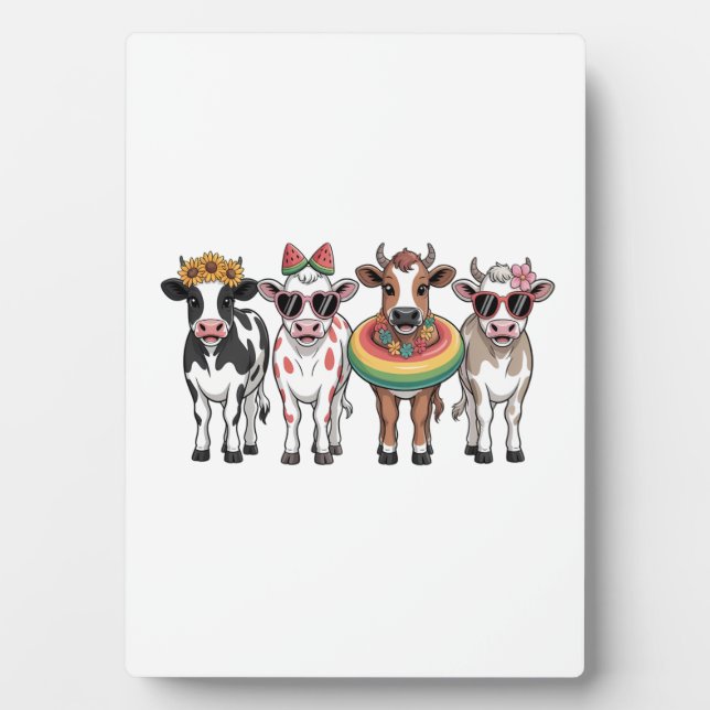 Summer Cows PNG, Beach Farm Plaque (Front)