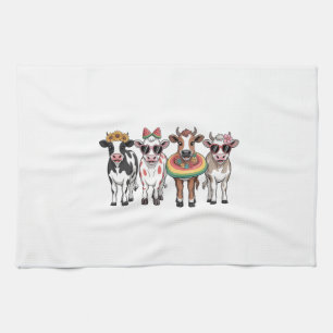 Summer Cows PNG, Beach Farm Tea Towel
