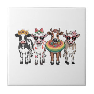 Summer Cows PNG, Beach Farm Tile