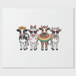 Summer Cows PNG, Beach Farm Wrapping Paper