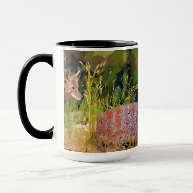 Summer Coyote Wildlife Painting Mug (Left)