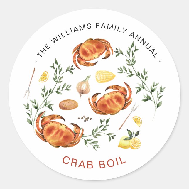 Summer Crab Boil | Low Country Boil Cookout    Classic Round Sticker (Front)
