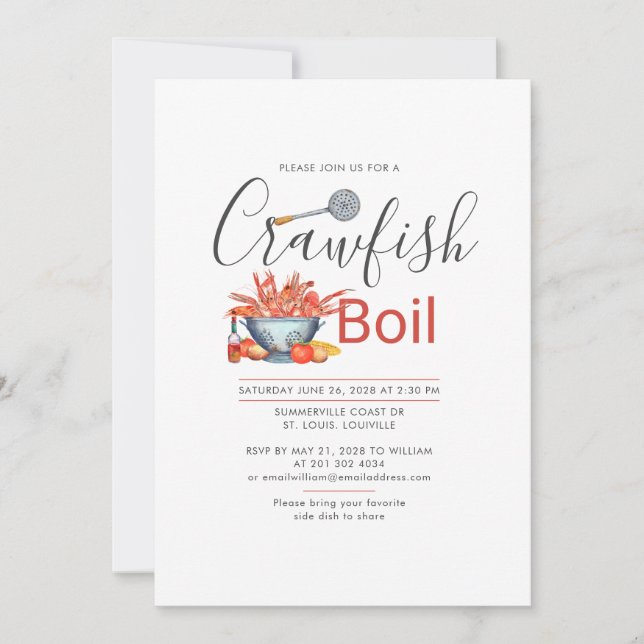 Summer Crawfish Boil Country Cookout Reunion Invitation (Front)