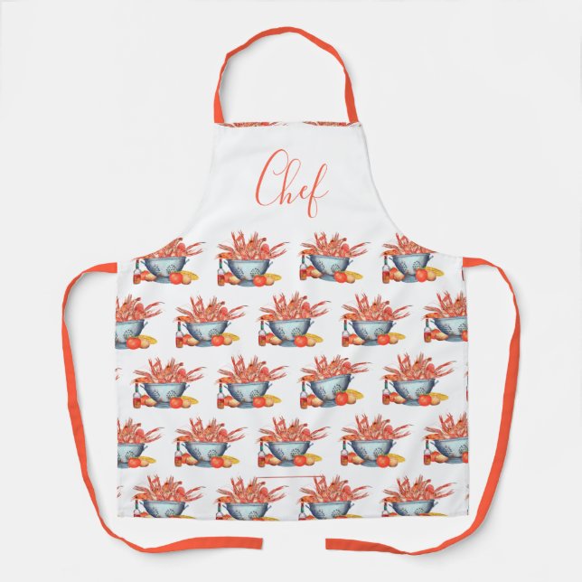 Summer Crawfish Boil Family Reunion Cookout Custom Apron (Front)