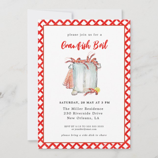 Summer Crawfish Boil Seafood invitation (Front)