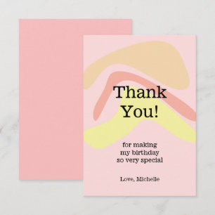 Summer Cream Pink Cute Personalised Thank You Card