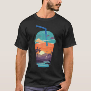 Summer Cup Fill Tropical Scene Lake Matching Holid T-Shirt