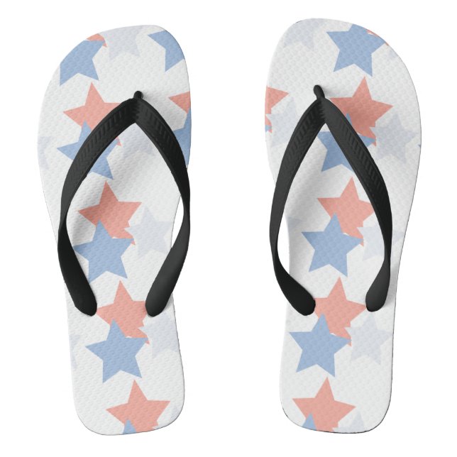 Summer Cute Coral Patriotic 4th of July Flip Flops (Footbed)