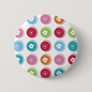 Summer Cute Daisy Flower Fuzzy Dots Colourful Fun 6 Cm Round Badge