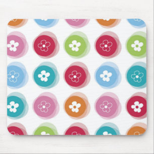 Summer Cute Daisy Flower Fuzzy Dots Colourful Fun Mouse Mat