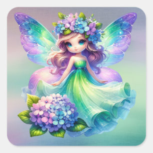 Summer Cute Fairy Princess Girls Square Sticker