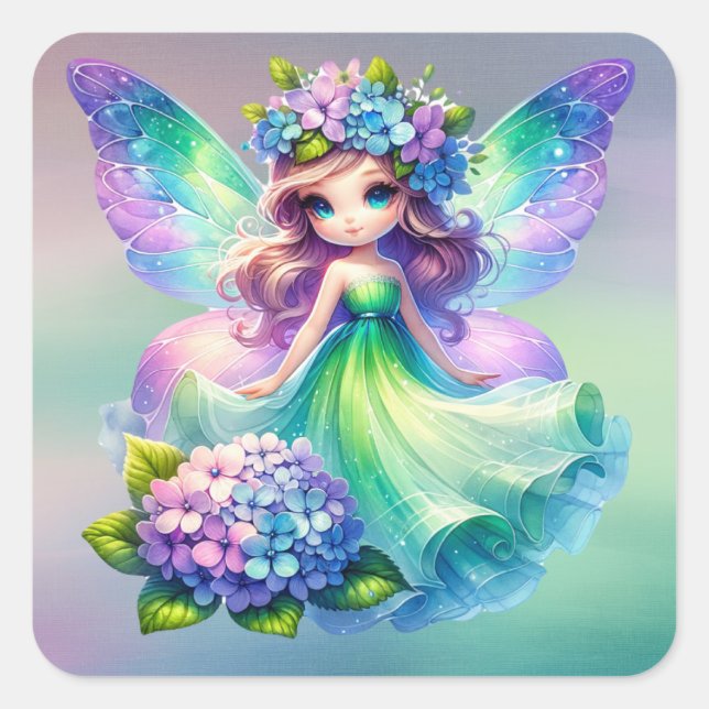 Summer Cute Fairy Princess Girls  Square Sticker (Front)