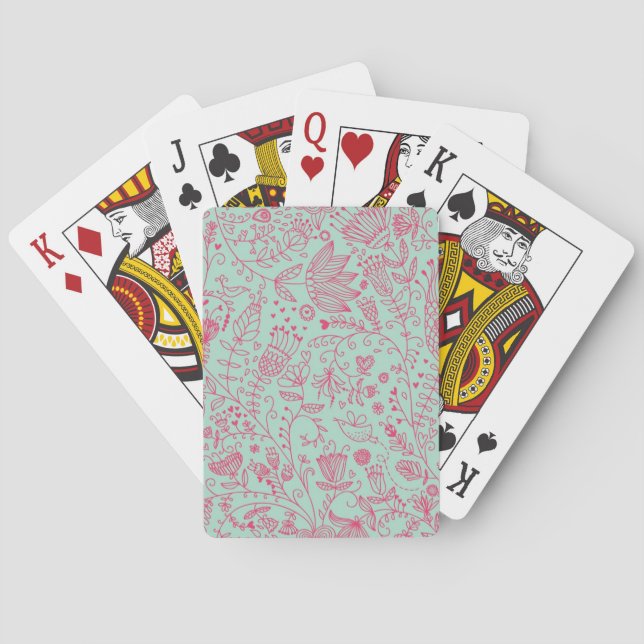 Summer cute floral pattern playing cards (Back)