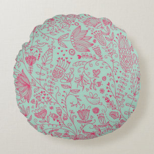 Summer cute floral pattern round cushion