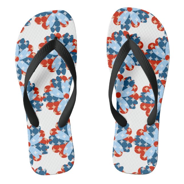 Summer Cute Patriotic Flowers Flip Flops (Footbed)