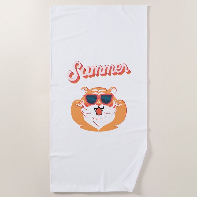 Summer Cute Tiger Beach Towel (Front)