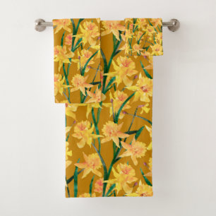 Summer Daffodil Pattern Bath Towel Set