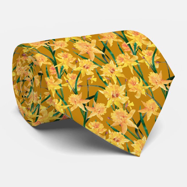 Summer Daffodil Pattern Tie (Rolled)