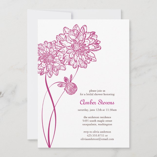 Summer Dahlias Shower/Party Invitation (Front)
