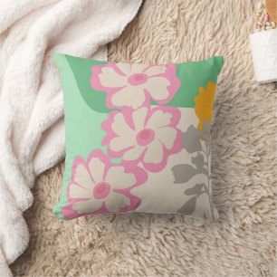 Summer Daisies Colour Blocks Modern Floral  Cushion