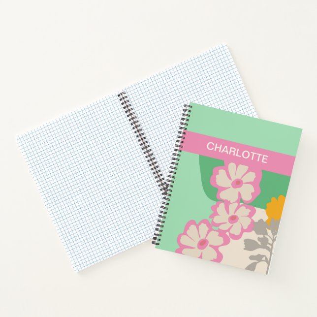 Summer Daisies Colour Blocks Modern Floral  Notebook (Inside)