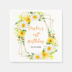 Summer Daisies Floral Birthday Napkin