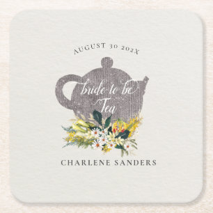 Summer Daisies Floral Floral Bridal Tea Square Paper Coaster