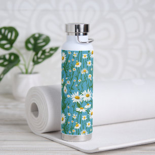 Summer Daisies On Aqua Water Bottle