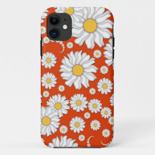 Summer Daisies on Bright Orange iPhone 11 Case