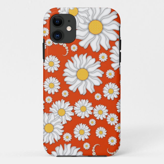Summer Daisies on Bright Orange Case-Mate iPhone Case (Back)