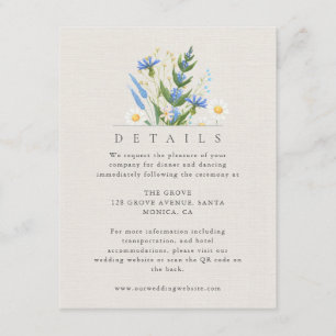Summer Daisy Blue Floral Details Enclosure Card